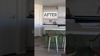 Kitchen transformation! ✨ #oneroomchallenge #greenkitchen #beforeandafter #diykitchen #diy
