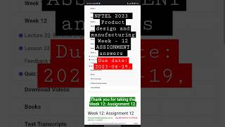 nptel 2023 product design and manufacturing week 12 answers #assignmentanswers