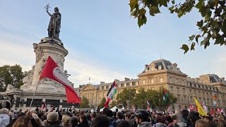 Live: Paris Gathering for Flotilla Members and Gaza, manif flottille République 08/10/2025
