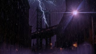 🌧️ Midnight Rain Under the Manhattan Bridge 🌃 Relaxing Window Ambience for Deep Sleep & Calm Mind