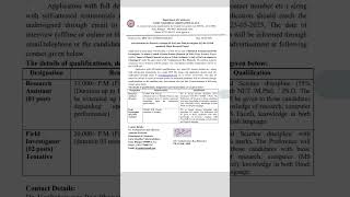 Recruitment for Research Assistant & Field Investigator