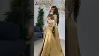 Elegant Mother Daughter Matching Dress | Gold Gown | Trending Ethnic Fashion 2025 👗✨