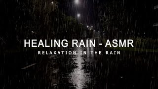 A Rainy Night Walk Down an Empty Road - Peaceful Night Ambience