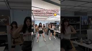 Lesserafim and TXT performing in the hybe building the difference is crazy