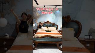 :“Luxury Black Gold Wood Bed 🛏️ Elegance Meets Comfort!#WoodFurniture