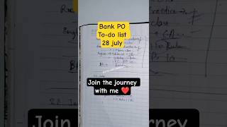 28 july bank po to-do list || #shorts #ibps #sbipo #motivation