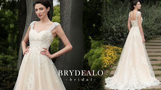 Style 11090 | Lace Strap Sweetheart Neck Wedding Dress #BrydealoFactory