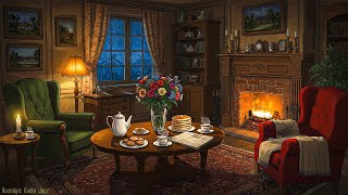 it's rainy cozy night in 1940's with soft oldies playing in another room (fireplace & rain sounds)