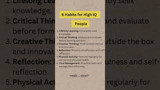 6 Habits for High IQ Peoples #highiq #habitsforlife #motivation