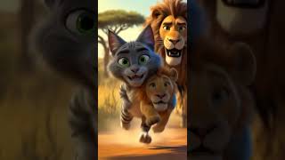 cat and lion #funny #animals #cat #funnycats #cute #animalmishap
