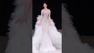 Elegant Sparkling Mermaid Wedding Dress with Dramatic Tulle Train/Bridal #shartsyoutube #sharts