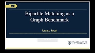 Bipartite Matching as a Graph Benchmark