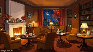 🍂 cozy 1940s autumn night | reading nook ambience & oldies playing in another room (rainy sounds)