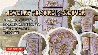 Transforming a Jewelry Armoire with Pink Paint, Bows, & Gold Leaf | DIY Furniture Makeover