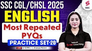 SSC CGL English Classes 2025 | SSC CGL English Practice Set-20 | SSC English Mock Test By Ananya Mam