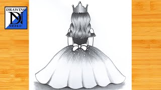 How to draw Princess Girl Backside -Drawing easy || Pencil sketch for beginner || Girl drawing