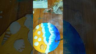 🎨 Coastal Texture Art | Waves & Shells on Canvas 🐚🌊 #ArtShorts #BeachVibes #CreativeProcess