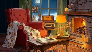 Night in a Cozy Nook🔥Vintage Oldies Playing from Another Room for Relaxation