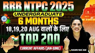 RRB NTPC 2025 UG | Top 200 Current Affairs (Jan–June) | Last 6-Month Current Affairs | By Namu Ma’am
