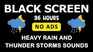 🔴 Heavy Rain and Thunder Sounds for Sleeping - Black Screen | Thunderstorm Sleep Sounds