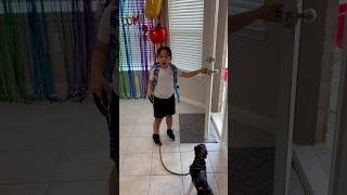 Mom catches son taking pet dog to school  #shorts ￼