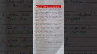 English passage with questions and answers