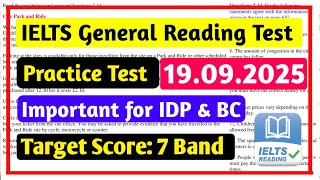 General Reading Practice Test 2025 | 19.09.2025 | IELTS General Reading Test 2025 With Answers