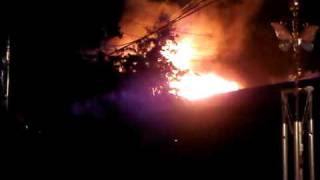 To close for comfort fire behind the house