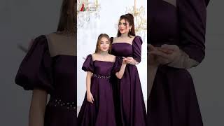 Stunning Mother-Daughter Matching Dresses | Elegant Purple Gowns 💜