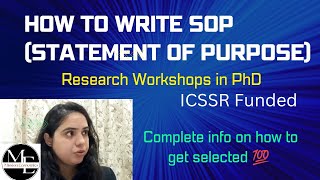 How to write SOP for Research Methodology Workshops in PhD CDS Kerala, ICSSR sponsored