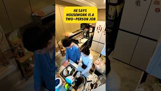 He says housework is two person job☺️ #marriage #cleaning #boss #male #housecleanup