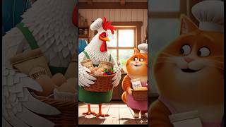 Cat 😸 vs Rooster 🐓 Baking Challenge | Funny Cooking Story 🐱🎂#shorts #cats #catshorts #cartoonforkids
