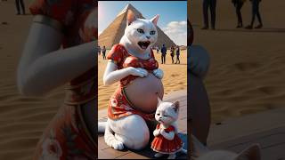 Pregnant Cat  at Pyramid of Giza scares kittens! 😻🎯   #cat #catlover #shorts #shortvideo #funny