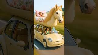 Magical Horse Car Ride with Dreamy Bed Above 🌸🐎 #shorts #aivideo #miniature #3danimation #asmr #ai
