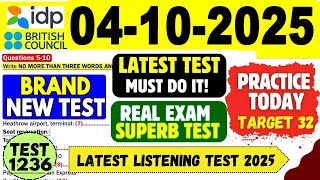 IELTSリスニング模擬試験 2025 解答付き | 2025年10月4日 | テスト番号 - 1236