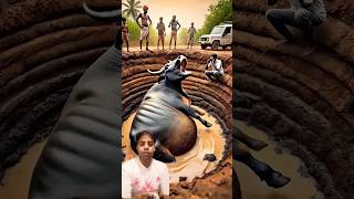 Black Cow Fell in Deep Well 😭 | Farmer’s Brave Rescue!#CowInWell #FarmersHelp #AIshorts #CowRescue