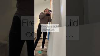 DIY fireplace build continued! #electricfireplace #diyfireplace #livingroommakeover