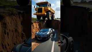 BUGATTI AND TRUCK Fell into a deep hole!!! #automobile #bugatti #action