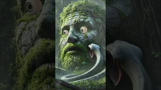 Hyper-Realistic Terrifying Jungle: Ancient God Statue with Emerging Giant Serpent