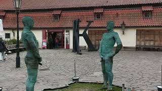 Peeing Figures Statue in Prague