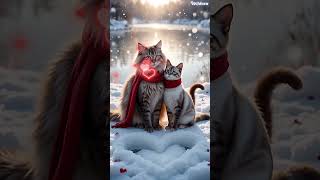 Adorable Cats Celebrate Valentine💖 Together. #ValentineCats # #FluffyLove #CuteCatCouple #