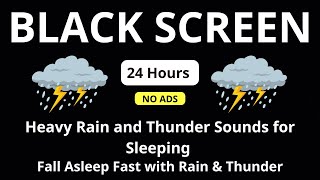 🔴 Heavy Rain and Thunder Sounds for Sleeping – Black Screen | Fall Asleep Fast with Rain & Thunder