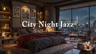 Peaceful Jazz Escape in the City - Smooth Jazz Music and Fireplace Sounds for Sleep, Calm & Comfort