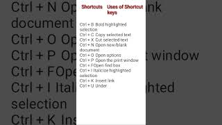 #KV Computer TECH #shortcut keys