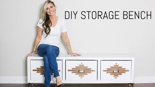 DIY Storage Bench with an Aztec Design