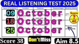 REAL LISTENING IELTS PRACTICE TEST FOR 09, 18 & 25 OCTOBER 2025 WITH ANSWERS | IELTS LISTENING
