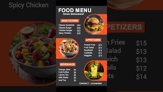 Restaurant Food Menu Card Design 🔥