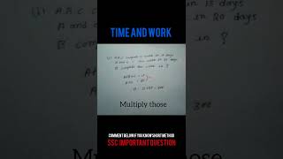 SSC MATH TIME AND WORK #maths #timeandworkmaths #timeandwork #educationalvideo