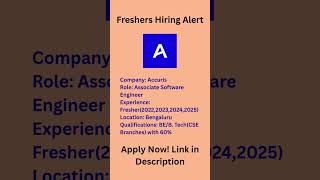 Accuris is hiring #fresherjobs #jobs2025 #freshers #techjobs #wellsfargo #internship #itjobsearch