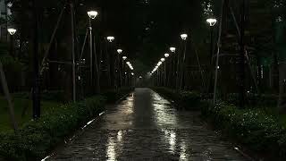 Night Rain in the City Park 🌙 Soothing Rain Sounds for Deep Sleep